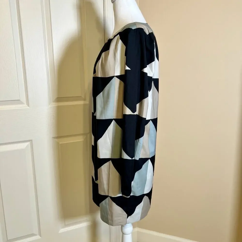 Mara Hoffman Geometric Long Sleeve Shift Dress Size Small Mod, Sophisticated - Picture 4 of 11